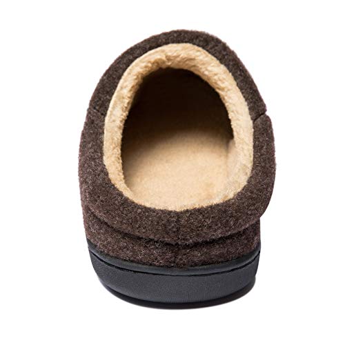 Image of NewDenBer Men's Warm Memory Foam Suede Plush Fleece Lined Slip on Indoor Outdoor Clog House Slippers