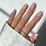 immagine prodotto Glamnetic Unghie finte a pressione, alla moda, con punta micro francese, quadrate, medie, riutilizzabili, 15 misure, 30 pezzi
