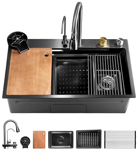 SereneLife Stainless Steel Kitchen Sink Black, Modern and Highly Durable