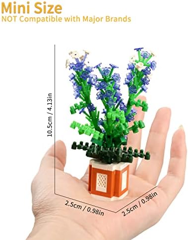 PinkBee Flower Bouquet Constructing Block Units, Mini Orchid Lavender Bonsai Tree Kits, 6PCS Micro Nanoblocks Cute Pot Crops Brick for Grownup Inventive Desk Desk Dwelling Workplace Decor Birthday Items 14+ 4