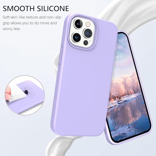 Image of DIZORO Microfiber Candy Case Compatible for iPhone 13 Pro Max Shockproof Slim Back Cover Liquid Silicone Case - Purple