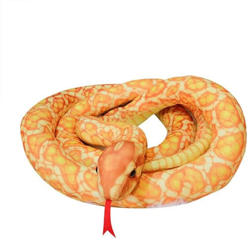 ニシキヘビ ぬいぐるみ リアル ヘビ 抱き枕 クッション 置物 人形 可愛い 動物 縫い包み ふわふわ ドール 柔らかい インテリア 店飾り おもちゃ マスコット 装飾品 子供 大人 ギフト プレゼント 約160cm Pazzfre (300cm,イエロー