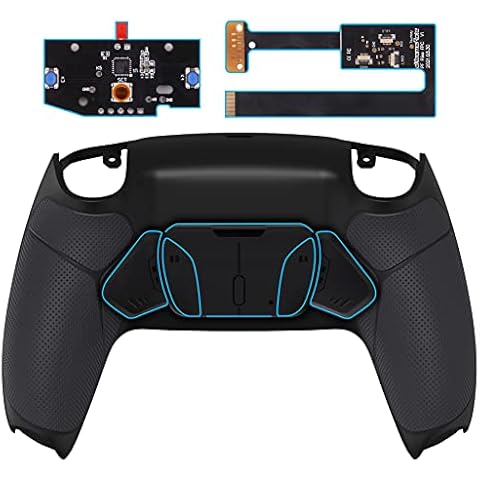 eXtremeRate Black Rubberized Grip Programable RISE4 Remap Kit for PS5 Controller BDM 010 & BDM 020, Upgrade Board & Redesigned Back Shell & 4 Back Buttons for PS5 Controller - Controller NOT Included Cover