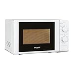Exquisit Mikrowelle 20L, 1000 Watt Grill, 700 Watt, 25,5cm Drehteller, 5 Leistungsstufen, Timer, Auftaufunktion, 2 Drehregler, MW 802 G weiss