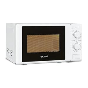 Exquisit Mikrowelle 20L, 1000 Watt Grill, 700 Watt, 25,5cm Drehteller, 5 Leistungsstufen, Timer, Auftaufunktion, 2 Drehregler, MW 802 G weiss