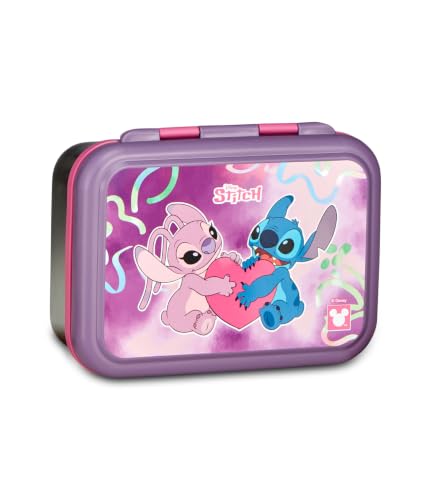Seven Portamerenda Lilo & Stitch, Rosa, 850 ml, Resistente al calore, Divisorio interno, Lavabile in lavastoviglie, Base in acciaio, Scuola, Sport, Viaggio, Bambino, Bambina