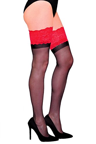 Bas de contention Gabriella noir large en maille transparente 20 deniers pour femme