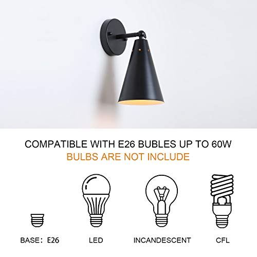 Black Industrial Wall Sconces Set Of Two,Rustic Metal Lighting,Farmhouse Wall Sconce Fixture Bronze Finish Vintage Edison Arm Swing Wall Lights For Bedroom,Living Room,Reading,Kitchen #TOP5