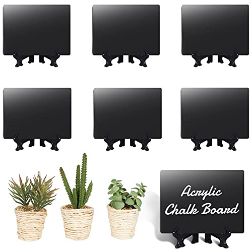 15Pcs Mini Chalkboard Sign for Food , 4 x 3Inch Acrylic Chalkboard Labels with Easel Stand and White Chalk, Acrylic Small Chalkboard Sign Tabletop Blackboard for Table Numbers Food Signs Message Board