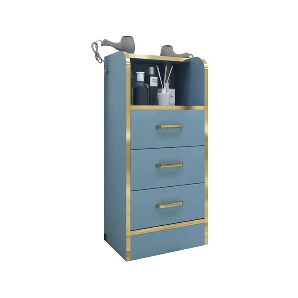 JKJZSALJ Salon Stations Storage Cabinet Barber Stations Storage Cabinet Salon Station Cart For Hair Stylist With Tool Drawers For Barber Shops,Blue,35x30x80cm