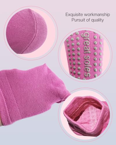 Pilates Socks With Grips For Women, Non Slip Socks for Pilates-Yoga Barre Dance -2pk4