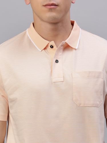 Image of Classic Polo Men's Half Sleeve Polo Neck Authentic Fit Striped Cotton T-Shirt
