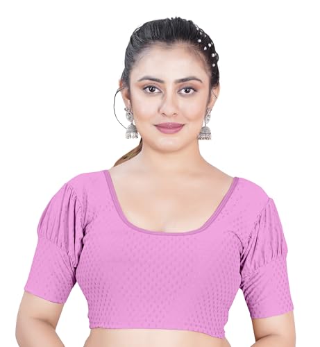 Image of Women's Black Embroidered Crop Top with Short Puff Sleeves, Scoop Neck