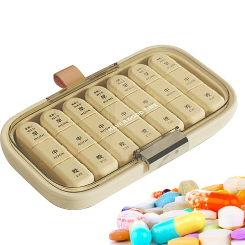 Organizador de píldoras semanales, caja de píldoras de 7 días | 21 estuche de píldora de medicina de cuadrícula,Accesorios de suplementos Convenientes Caja de viaje 3 veces al día para la escuela, via
