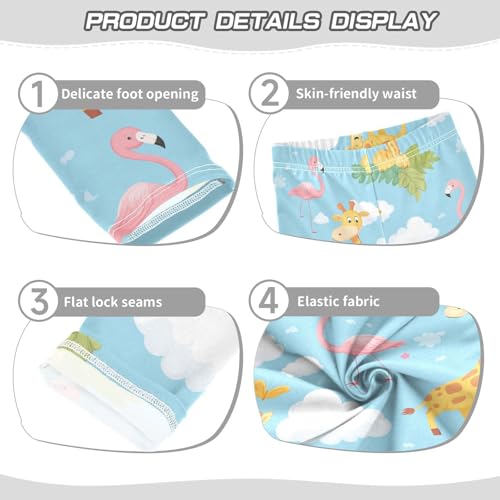 Wusikd Cute Giraffes Clouds Girls' Leggings Toddler Doodles Pink Flamingos Kids Yoga Pants Dance Active Tights 4T3