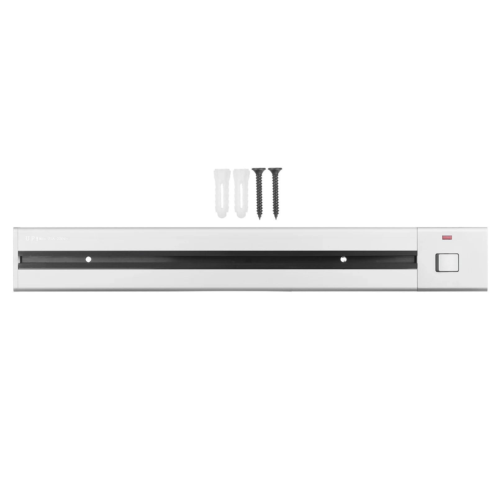 Silver Extension Power Socket Sliding Track Wall 60Cm Aluminum Alloy Track System 8000W High Power IP20 Waterproof Dustproof 1 Year Warranty. (Silver Extension Power Socket Sliding Track Wall 60Cm)