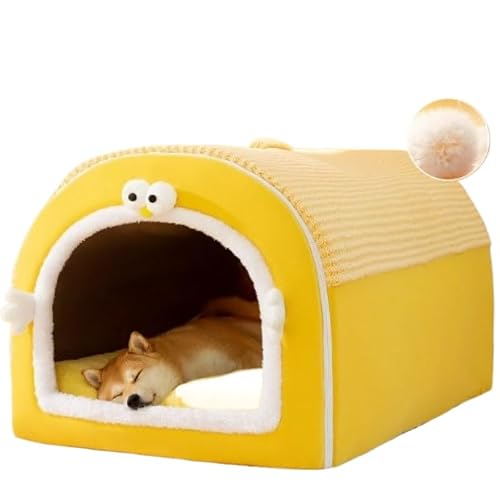 2 in 1 ペットベッド ドーム型 犬猫兼用 冬用あったか仕様 折りたたみ式 ハウス型ベッド 全季節対応 小型犬・中型犬・大型犬(51kg以下)に適用 クッション付き 室内用 おしゃれデザイン (S,B)