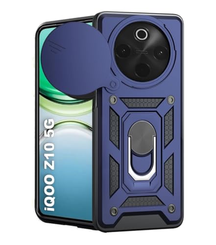 Image of Luxe Back Cover for Vivo T4 5G / iQOO Z10 5G | D10 Tough Armor Case | Sliding Camera Shield | 360 Protection | Kickstand Holder