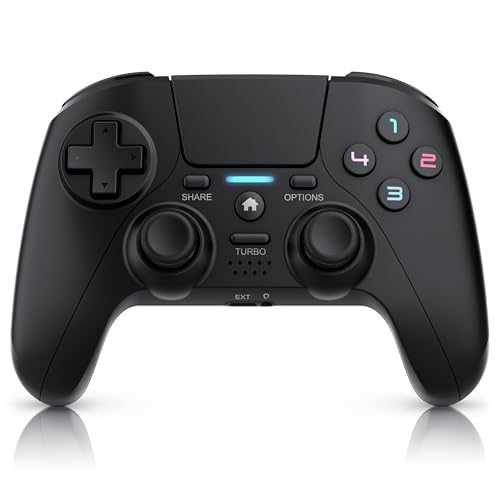 CSL - Wireless Gamepad für PC und PS4 - PC Anschluss - Wireless Controller - Dual Vibration - Headset Ausgang - Turbo Funktion - Touchpad - Share-Taste - eingebauter Lautsprecher