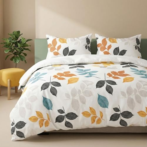 Image of Bedsheet for Double Bed King Size | 90 X 100 Inch Bed Sheet with 2 Pillow Covers 18 X 28 Inch | Soft, Wrinkle Resistant, Durable 250 TC Breathable, Skin Friendly | White Floral