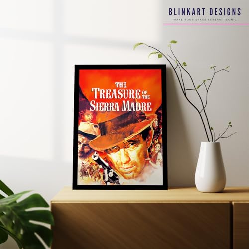 Image of BLINKART The Treasure Of The Sierra Madre (1948) Movie Poster Frame 12x18 Inch | Premium 300 GSM Paper Wall Print | Mid Century Vintage Film Artwork Decor for Home, Bedroom, Living Room, Office