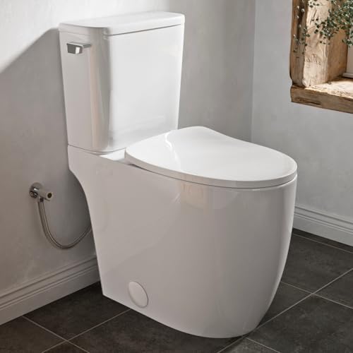 Modern Skirted 21' High Toilet with Cyclone Flush, Los Flexi Tall Toilets For Seniors 21 inch, Comfort Elongated Bowl, Chrome Lever, Soft-Close Seat, 1.28GPF Two-Piece Extra Tall Toilet, 12' Rough-In