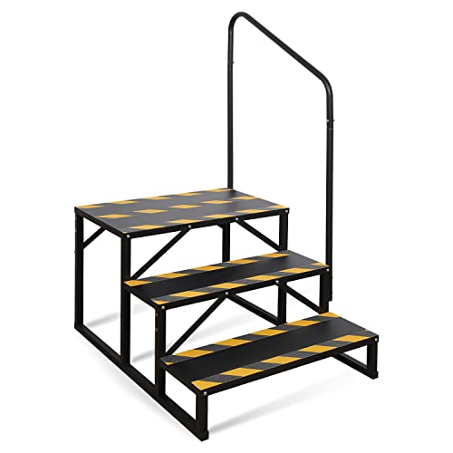 TOCRETOARE RV Steps with Handrail, Hot Tub Steps with Handrail, Portable Stairs Steps for 5th Wheel RV, Mobile Home Stairs Outdoor RV Step