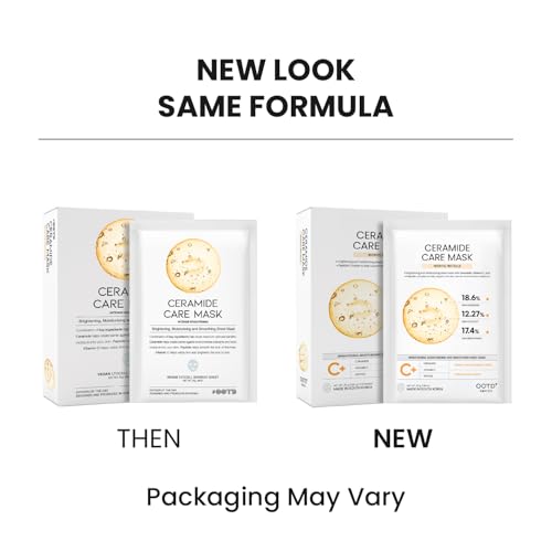 Image of #OOTD Ceramide Glowing Sheet Mask for Face, Moisturizing & Radiance Facial Mask with Peptide & Vitamin C, EVE Vegan (10-Count)