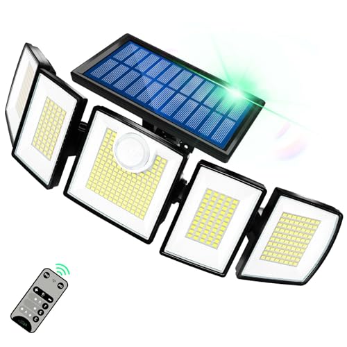 Image of MDCMDCM Solar Lights Outdoor Waterproof Motion Sensor - 416 LEDs 3000 Lumens Super Bright 3 Brightness 3 Modes 360 Illumination 32ft Solar Flood Security Light for Outside (1, 13.7x4.3x5inch)