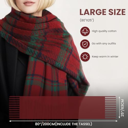 Scarf for Women - Winter Scarf for Women Plaid Shawls Wraps Womens Scarves Winter Fall Tassel Large Scarves for Womens2