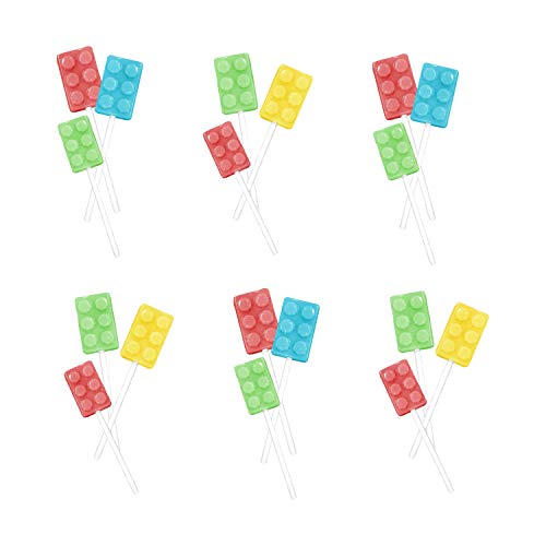 Bricks On Stix | Brick Building Party Lollipop Suckers | Assorted Fruit Flavors Candy | 18 Count | Great for Birthday Parties, Holiday Giveaways, Party Favors, School Treats