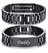 VNOX Masculine Watch Band Stainless Steel Link Bracelet Personalized Engraved DAD Jewelry Gift fo...