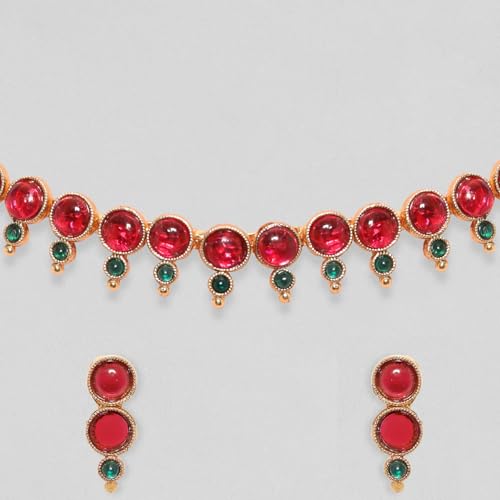 Image of Rubans Necklace Set Gold Plated Traditional Stylish Jewellery Gift for Women & Girls