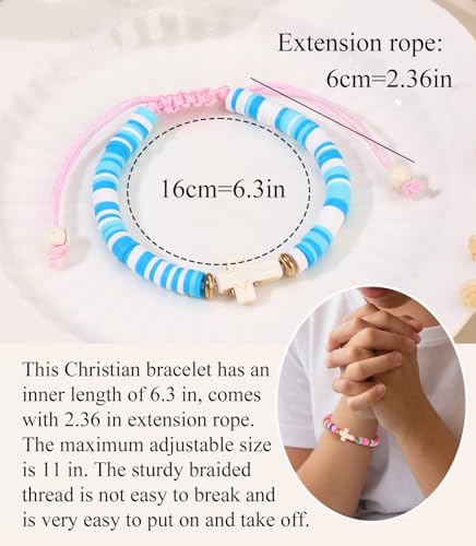 WAINIS 9Pcs Cross Bracelets Religious Christian Gifts for Women Trendy Stuff Adjustable WWJD Jesus Bracelets Catholic Communion Easter Graduation Bless Jewelry Gift3