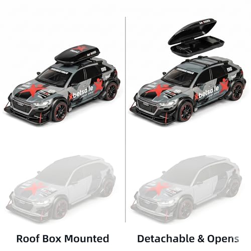 Image of Audi RS6 Avant C8 1:24 Scale Die-Cast Car Model - Betsafe Racing Livery Detachable Roof Box Sound Light Pull-Back Alloy Estate Collectible Toy