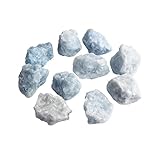 Comidox 10Pcs Blue Calcite Crystals Raw Rough Gemstones Bulk Rough Stones Healing 2-3cm
