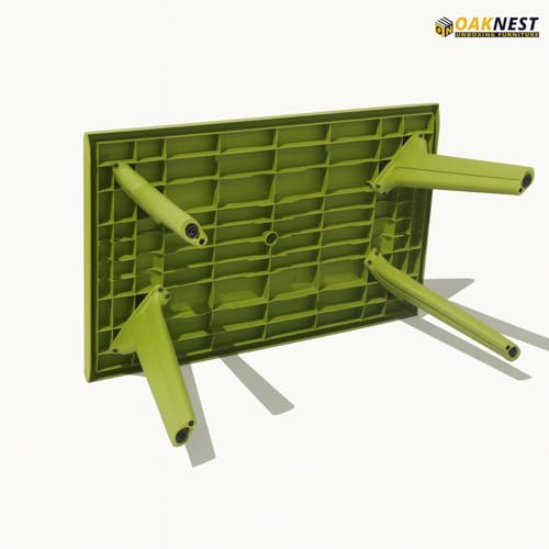 Image of Oaknest Supreme Bison 6-Seater Dining Table in Mehandi Green - Stylish & Durable Plastic Outdoor & Indoor Table, Weatherproof, Easy-Clean Family Dining Solution