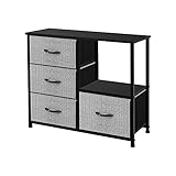 AZL1 Life Concept Storage Tower with Shelves, 4 Drawers Closet Organizer, Night Stand, Fabric Bins, Versatile Cabinet, Dresser for Bedroom, Living Room, Hallway, Wood Handles, Grey with Black