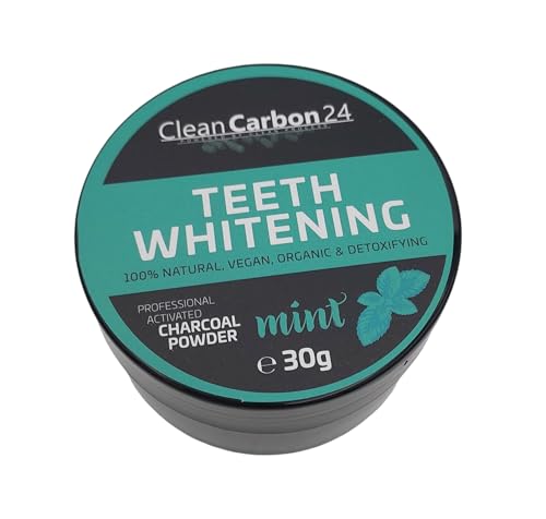 Poudre dentifrice CleanCarbon24®, vegan et sans fluor – Blanchissante au charbon actif et à la menthe fraîche | Cosmétiques dentaires bio pour des dents...