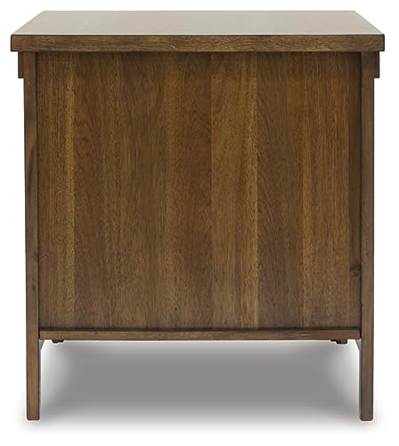 Signature Design by Ashley Moriville End Table, Brown Side Table | Space-saving side table with cabinet, Acacia wood solids, Veneer and MDF substrate, Living room storage - image 6