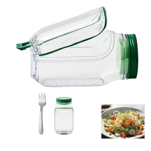 Boîte à déjeuner pour salade avec bol à ouverture latérale et gobelet à vinaigrette étanche, récipient à salade en PET avec fourchette en acier inoxydable, récipient réutilisable pour préparation des
