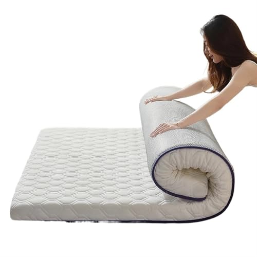 Colchón grueso de látex plegable para el hogar y el hotel, antideslizante, tamaño individual y doble, cojín de algodón para camas King y Queen, 9 cm, color blanco (120 x 190 cm)
