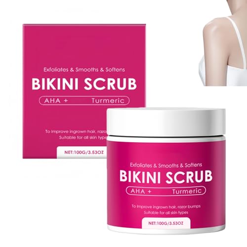 Bikini Scrub AHA BHA Turmeric Exfoliator,Exfoliating Body Scrub,Turmeric Body Exfoliator for Skin Care,Ingrown Hair Treatment,Dead Skin Remover for Body,Deep Cleansing Body Exfoliator Scr/ub
