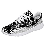 Music Note Shoes Women Men Tennis Shoes Walking Sneakers Music Gifts for Her White Size 9 Men 10.5 Women