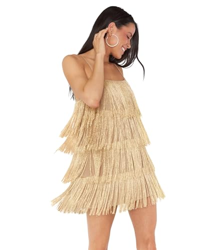 Amazon.com: Show Me Your Mumu Womens Buchanan Mini Dress Gold Rush Fringe  Medium : Clothing, Shoes & Jewelry