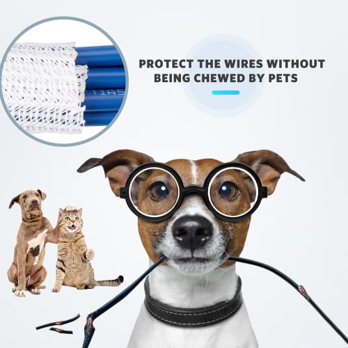 Image of AGPTEK Cable Sleeve, 10ft - 1.5 inch Cable Management Desk Cord Cover Organizer Wire Hider for Home Office Computer TV Wire Loom Tubing Pet Proof Cord Protector from Cat Dog Chewing, White