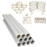Jandei - Pack 10 uds. Tubo para Cables PVC Rígido Blanco Longitud 1 Metro. Diámetro 16 mm. Funda de Cable con Grapas de Sujección, Codo 90 Grados,Manguitos y Curvas de Empalme.