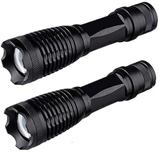 Flashlights 2000 Lumen Best Portable Tac Light,Ultra Bright Outdoor Waterproof Torch,5 Modes Zoomable -Suitable High Lumen Handheld Flashlights for Outdoor Sports Camping Emergency(2pc Black）
