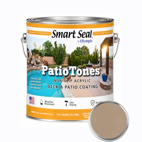 Kelley Technical Coatings Olympic Patio Tones - Silk Straw - 1 Gallon - Non-slip acrylic deck and patio coating, concrete restorer.