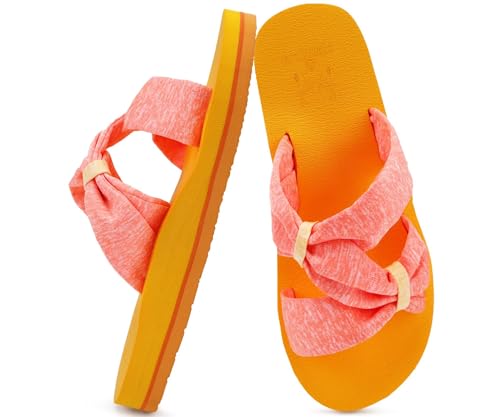 Image of KuaiLu Womens Dressy Bow Sandals Arch Support Yoga Foam Cushion Comfortable Walking Slides Open Toe Summer Beach Indoor Outdoor Slippers